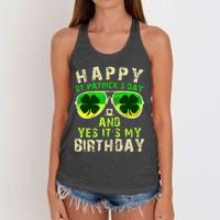 Happy St Patricks Day Birthday Saint Paddys Women's Knotted Racerback Tank