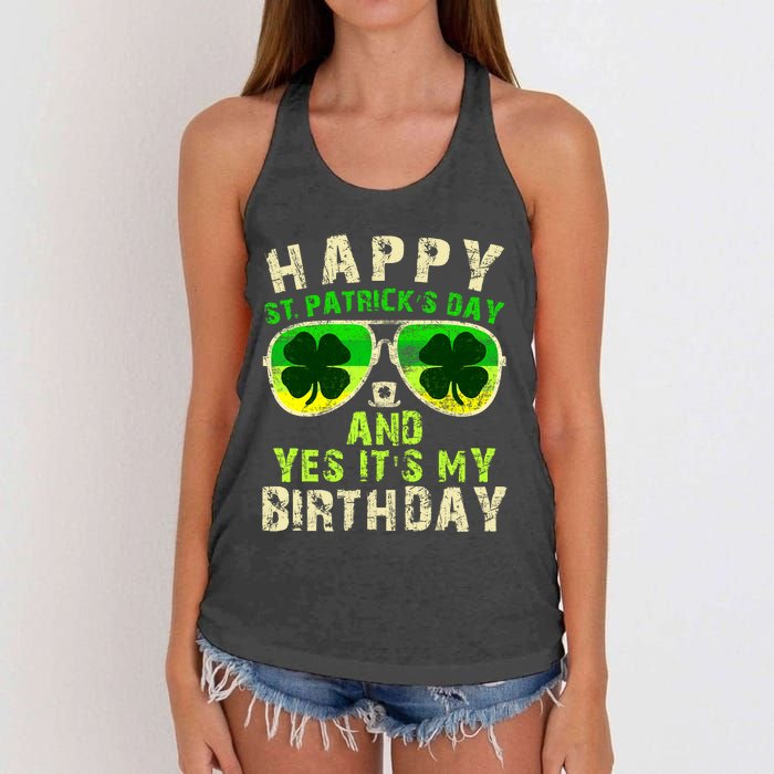 Happy St Patricks Day Birthday Saint Paddys Women's Knotted Racerback Tank