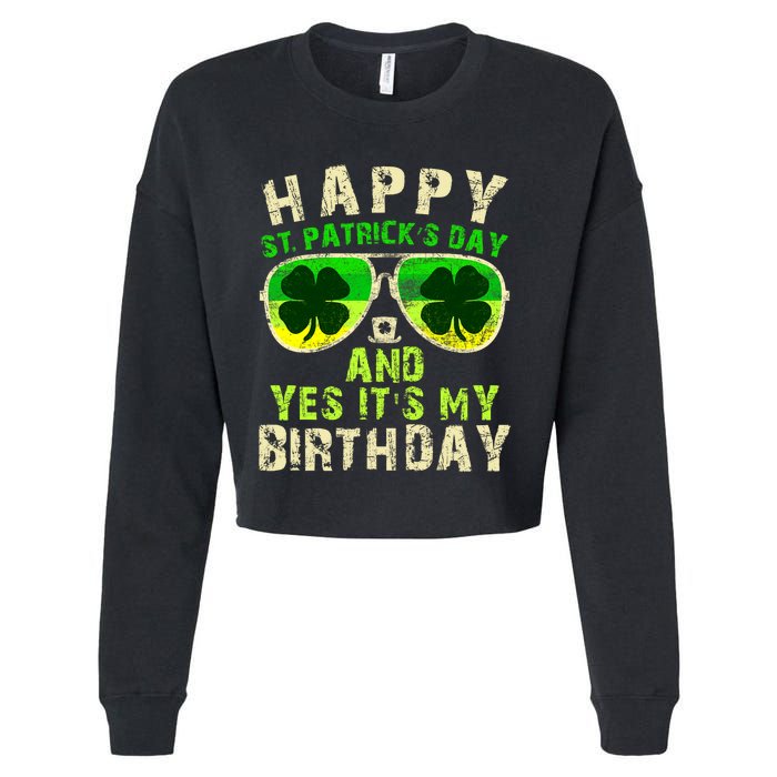 Happy St Patricks Day Birthday Saint Paddys Cropped Pullover Crew