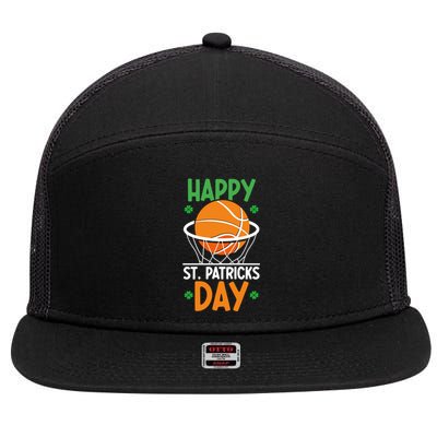 Happy St Patrick's Day St Patrick's Day Basketball Sport Fan Cool Gift 7 Panel Mesh Trucker Snapback Hat