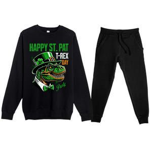 Happy St Pat Rex Day Dino St Patricks Day Premium Crewneck Sweatsuit Set