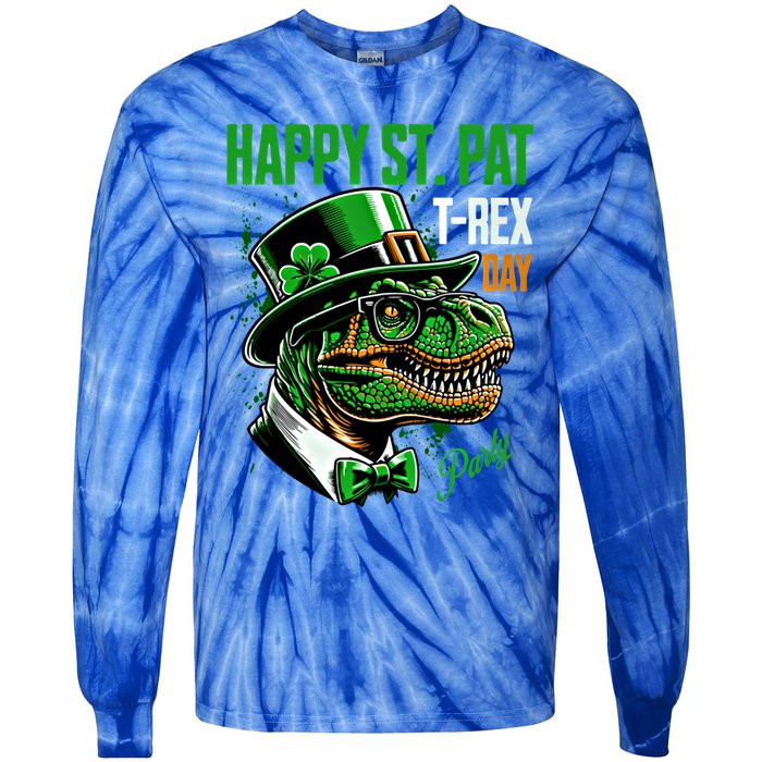 Happy St Pat Rex Day Dino St Patricks Day Tie-Dye Long Sleeve Shirt