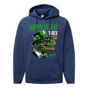 Happy St Pat Rex Day Dino St Patricks Day Performance Fleece Hoodie