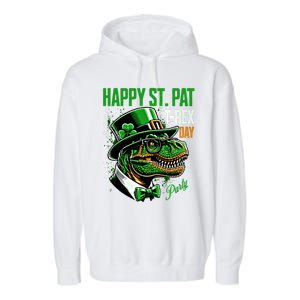 Happy St Pat Rex Day Dino St Patricks Day Garment-Dyed Fleece Hoodie