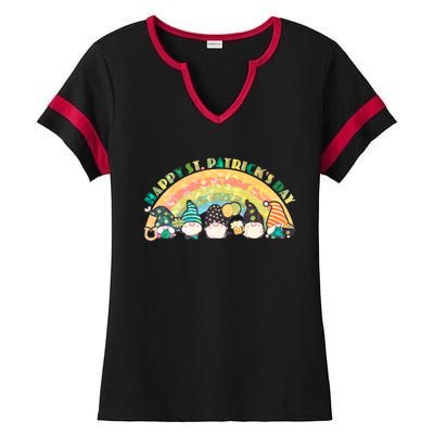 Happy St. PatrickS Day Leprechaun Gnomes Ladies Halftime Notch Neck Tee