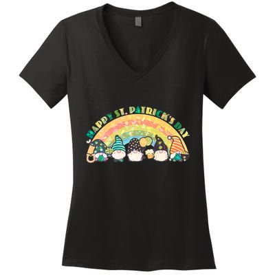 Happy St. PatrickS Day Leprechaun Gnomes Women's V-Neck T-Shirt