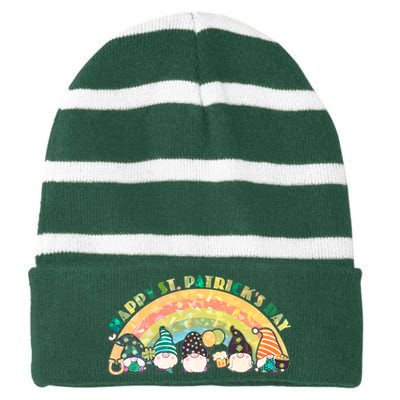 Happy St. PatrickS Day Leprechaun Gnomes Striped Beanie with Solid Band