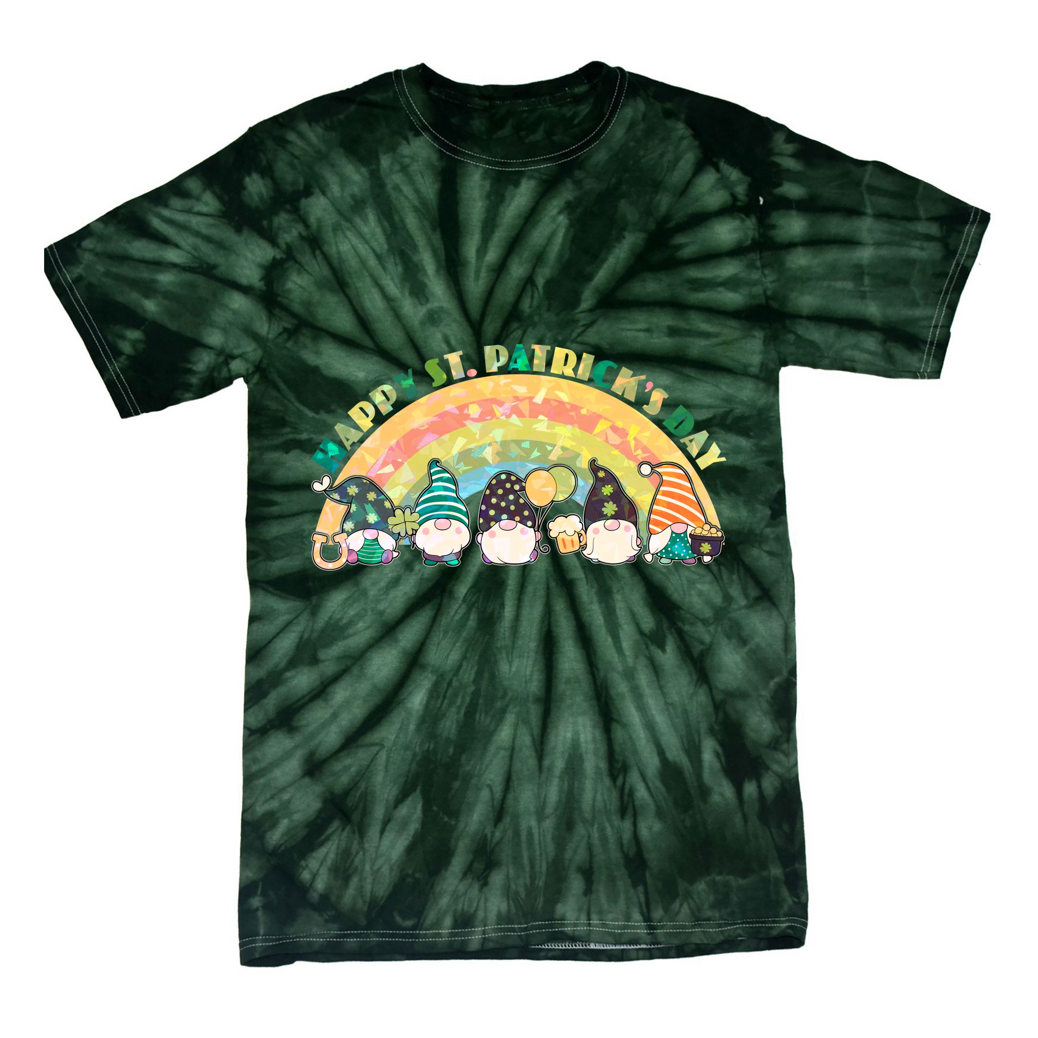 Happy St. PatrickS Day Leprechaun Gnomes Tie-Dye T-Shirt