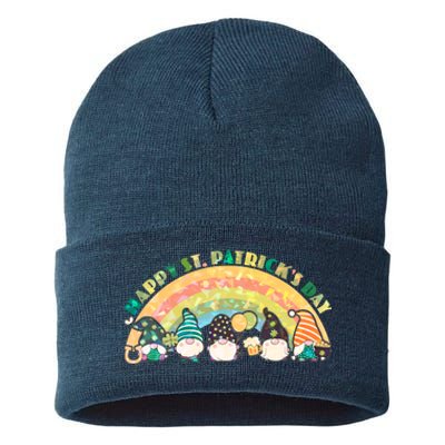 Happy St. PatrickS Day Leprechaun Gnomes Sustainable Knit Beanie