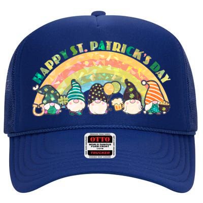 Happy St. PatrickS Day Leprechaun Gnomes High Crown Mesh Back Trucker Hat