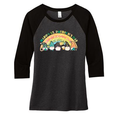 Happy St. PatrickS Day Leprechaun Gnomes Women's Tri-Blend 3/4-Sleeve Raglan Shirt