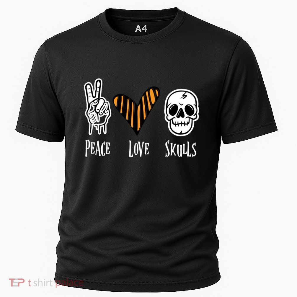 Halloween Skull Peace Love Skeleton Gift Performance Shirt