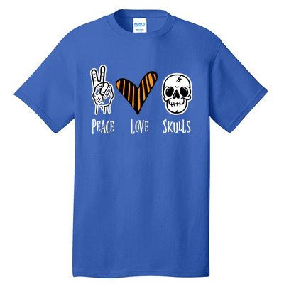 Halloween Skull Peace Love Skeleton Gift Tall T-Shirt