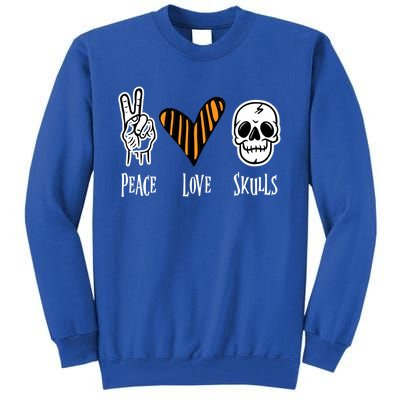 Halloween Skull Peace Love Skeleton Gift Tall Sweatshirt