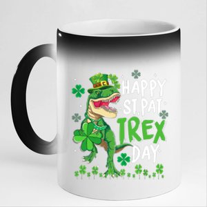 Happy St Patricks Day Dinosaur Dino Saurus Irish Shamrock 11oz Black Color Changing Mug