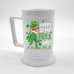 Happy St Patricks Day Dinosaur Dino Saurus Irish Shamrock Beer Stein