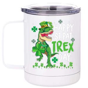 Happy St Patricks Day Dinosaur Dino Saurus Irish Shamrock 12 oz Stainless Steel Tumbler Cup