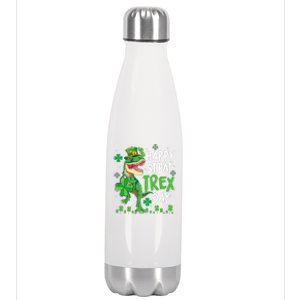 Happy St Patricks Day Dinosaur Dino Saurus Irish Shamrock Stainless Steel Insulated Water Bottle