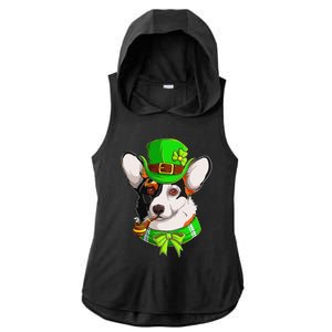 Happy St Patrick's Day Funy Saint Patricks Corgi Dog Gifts Ladies PosiCharge Tri-Blend Wicking Draft Hoodie Tank