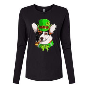 Happy St Patrick's Day Funy Saint Patricks Corgi Dog Gifts Womens Cotton Relaxed Long Sleeve T-Shirt