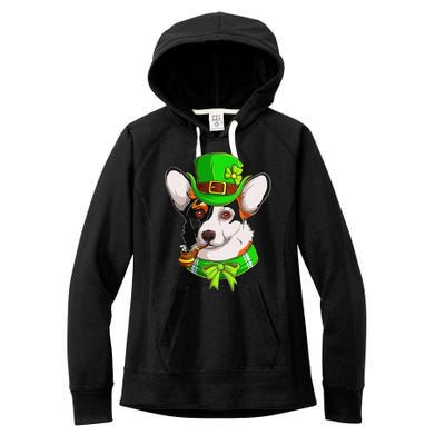 Happy St Patrick's Day Funy Saint Patricks Corgi Dog Gifts Women's Fleece Hoodie