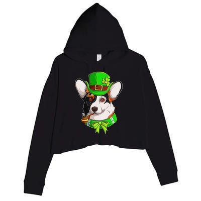 Happy St Patrick's Day Funy Saint Patricks Corgi Dog Gifts Crop Fleece Hoodie