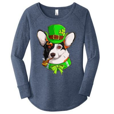 Happy St Patrick's Day Funy Saint Patricks Corgi Dog Gifts Women's Perfect Tri Tunic Long Sleeve Shirt