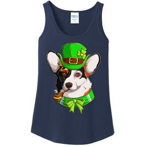 Happy St Patrick's Day Funy Saint Patricks Corgi Dog Gifts Ladies Essential Tank