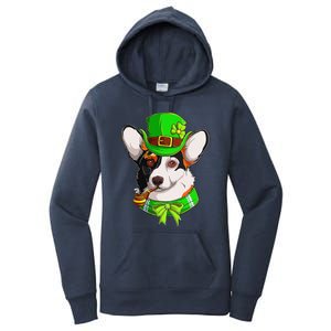 Happy St Patrick's Day Funy Saint Patricks Corgi Dog Gifts Women's Pullover Hoodie