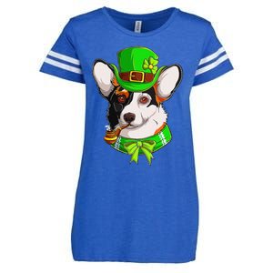 Happy St Patrick's Day Funy Saint Patricks Corgi Dog Gifts Enza Ladies Jersey Football T-Shirt