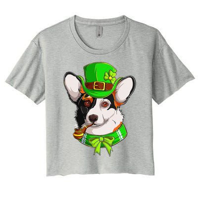 Happy St Patrick's Day Funy Saint Patricks Corgi Dog Gifts Women's Crop Top Tee