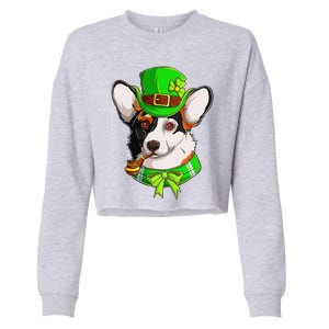 Happy St Patrick's Day Funy Saint Patricks Corgi Dog Gifts Cropped Pullover Crew