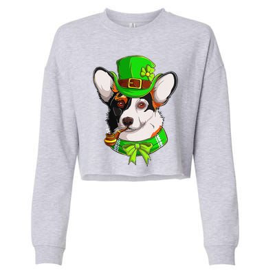 Happy St Patrick's Day Funy Saint Patricks Corgi Dog Gifts Cropped Pullover Crew