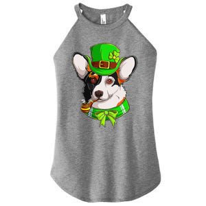 Happy St Patrick's Day Funy Saint Patricks Corgi Dog Gifts Women's Perfect Tri Rocker Tank