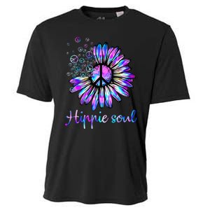 Hippie Soul Psychedelic Daisy Peace Sign Cooling Performance Crew T-Shirt