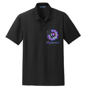 Hippie Soul Psychedelic Daisy Peace Sign Dry Zone Grid Polo