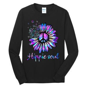 Hippie Soul Psychedelic Daisy Peace Sign Tall Long Sleeve T-Shirt