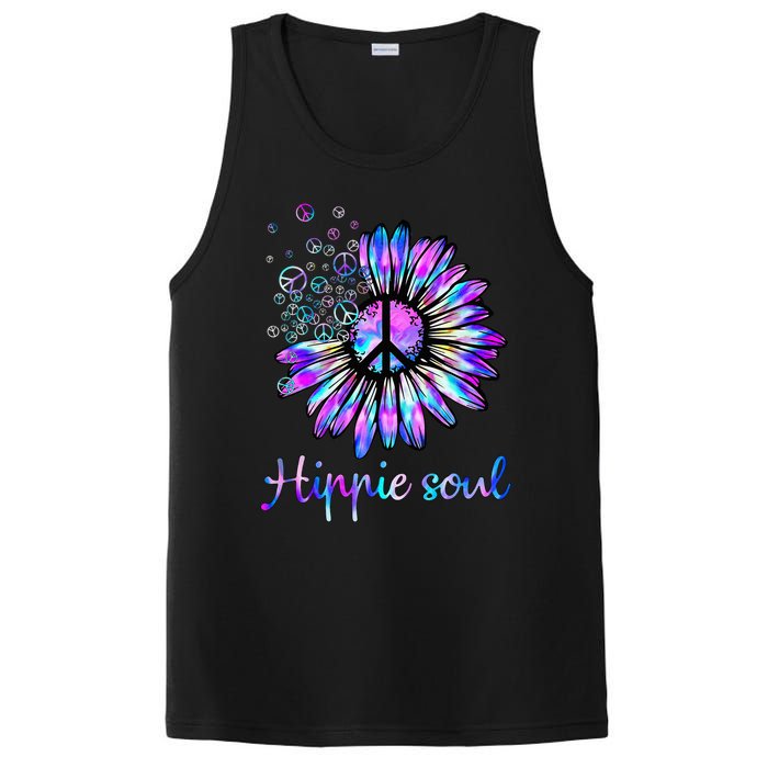 Hippie Soul Psychedelic Daisy Peace Sign PosiCharge Competitor Tank