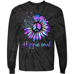 Hippie Soul Psychedelic Daisy Peace Sign Tie-Dye Long Sleeve Shirt