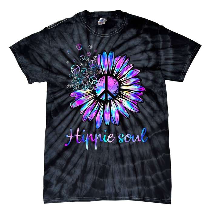 Hippie Soul Psychedelic Daisy Peace Sign Tie-Dye T-Shirt