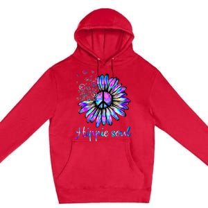 Hippie Soul Psychedelic Daisy Peace Sign Premium Pullover Hoodie