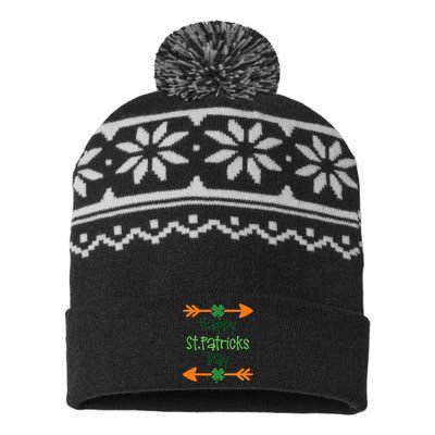 Happy Saint Patrick's Day Lucky Charmss Paddy's Day March 17 Happy Cute USA-Made Snowflake Beanie