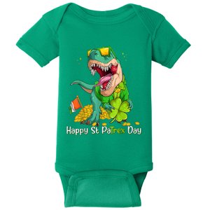 Happy St Pat Trex Day Dino Happy St Patrick's Day Toddler Boys Gift Baby Bodysuit