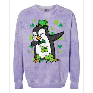 Happy St Patrick's Day Penguin Dab Saint Paddys Boys Girls s Colorblast Crewneck Sweatshirt