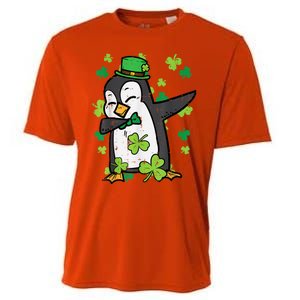 Happy St Patrick's Day Penguin Dab Saint Paddys Boys Girls s Cooling Performance Crew T-Shirt