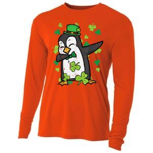 Happy St Patrick's Day Penguin Dab Saint Paddys Boys Girls s Cooling Performance Long Sleeve Crew