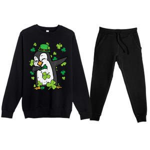 Happy St Patrick's Day Penguin Dab Saint Paddys Boys Girls s Premium Crewneck Sweatsuit Set