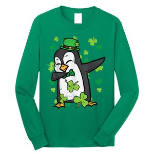 Happy St Patrick's Day Penguin Dab Saint Paddys Boys Girls s Long Sleeve Shirt