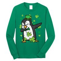 Happy St Patrick's Day Penguin Dab Saint Paddys Boys Girls s Long Sleeve Shirt