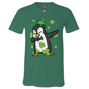 Happy St Patrick's Day Penguin Dab Saint Paddys Boys Girls s V-Neck T-Shirt